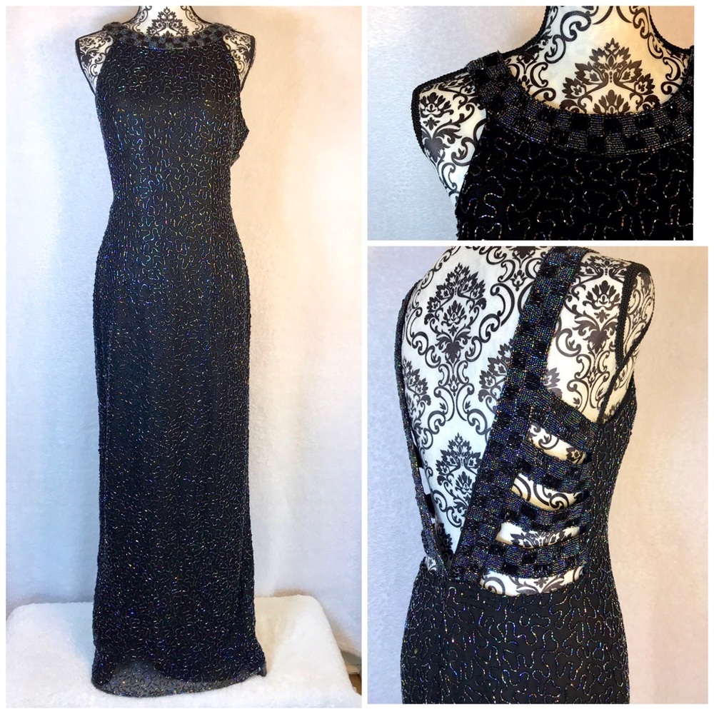 Scala Silk Beaded Evening Gown